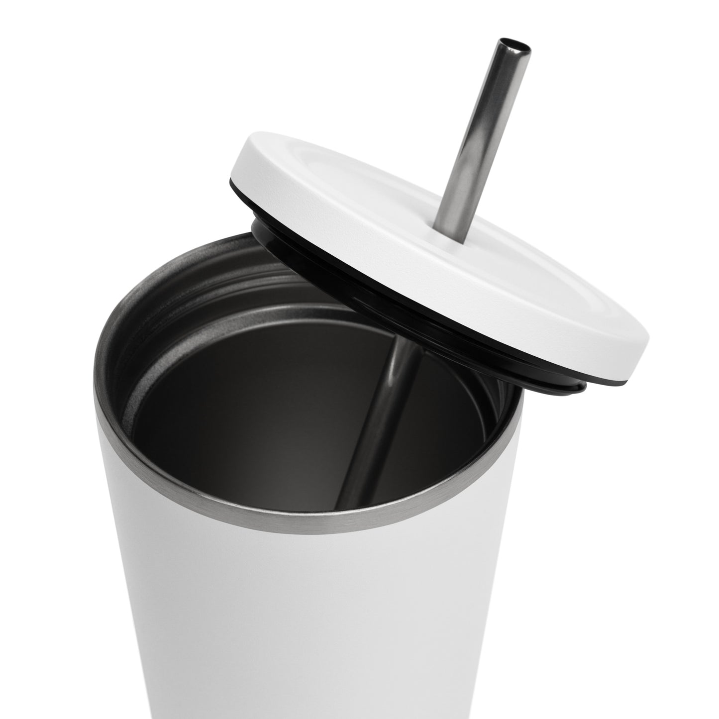 Abundance insulated tumbler with a straw