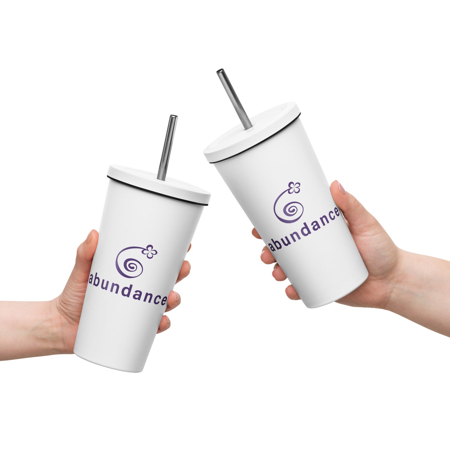 Abundance insulated tumbler with a straw